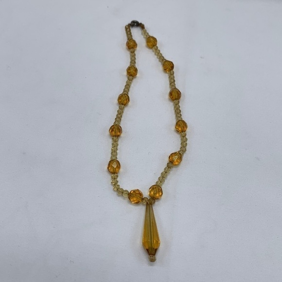 AMBER Necklace Beaded Lavalier Pendant Art Deco - Picture 2 of 4